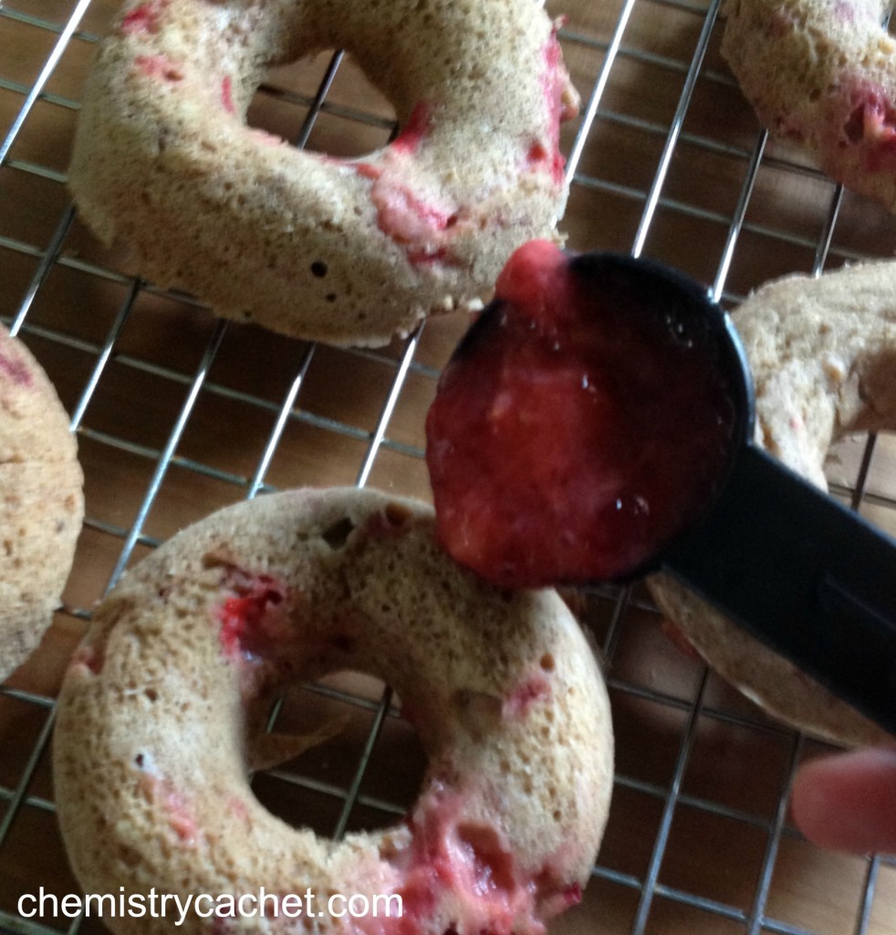 Healthy Strawberry Donuts with glaze on chemistrycachet.com