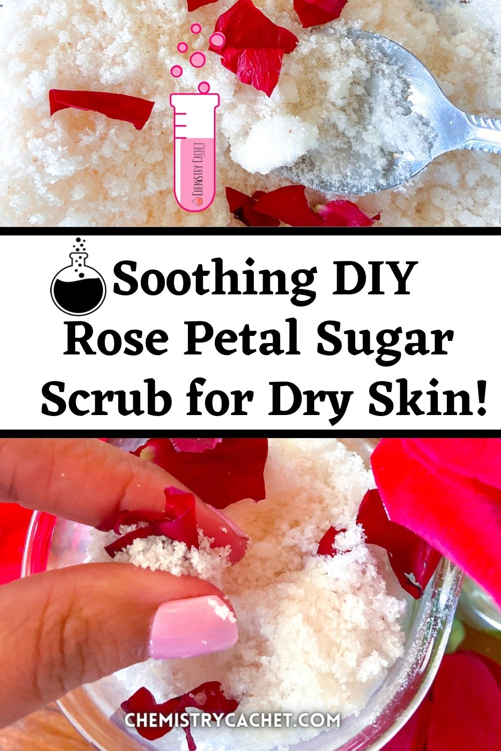 DIY rose petal sugar scrub for dry skin