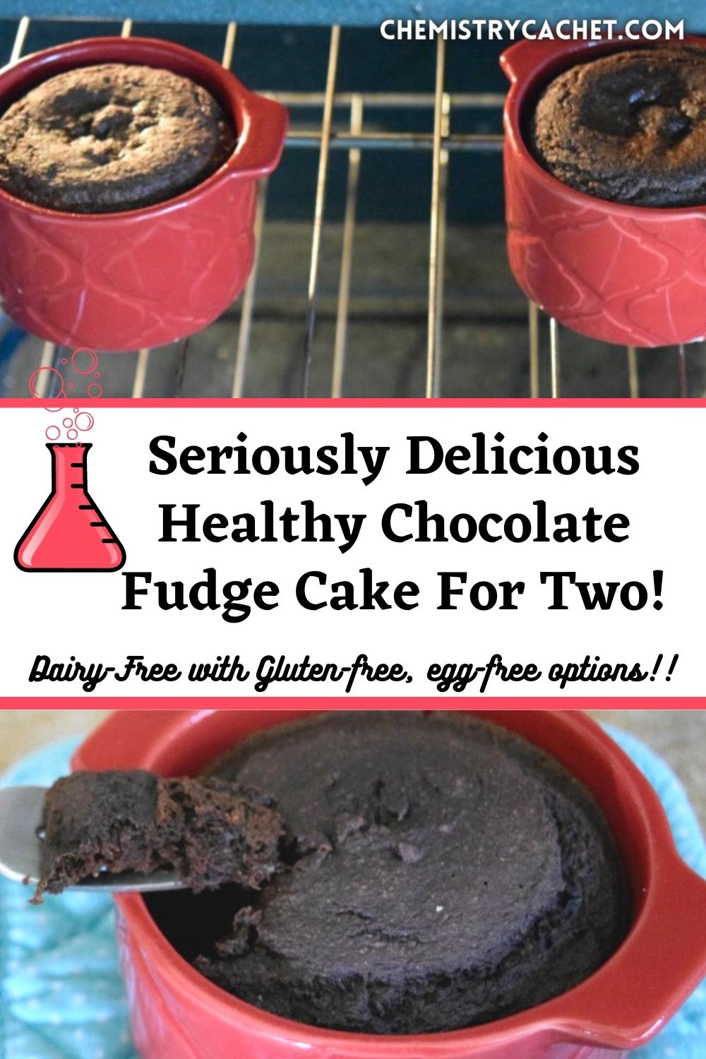 Healthy Chocolate Fudge Cake For Two (Dairy-Free, Gluten-Free)