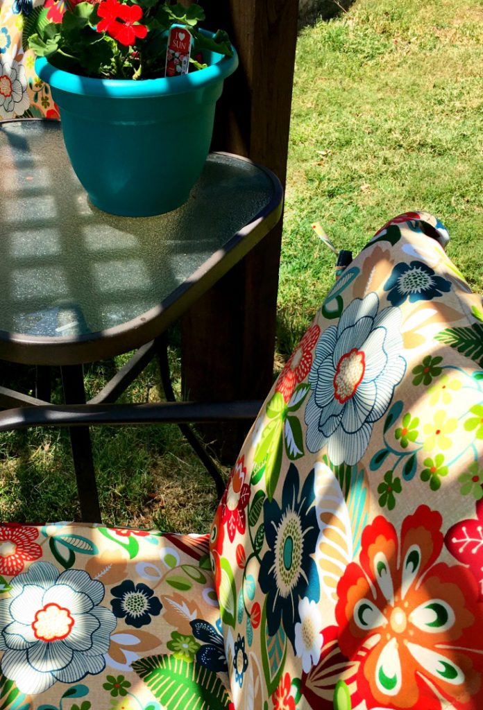 Summer is Coming in Texas! Getting the backyard ready with some vintage cushions and potted plants on chemistrycachet.com