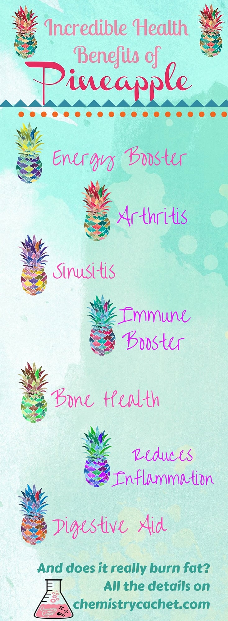 Scientifically proven reasons why pineapple is beneficial for you! Come see this awesome information from a chemist on chemistrycachet.com