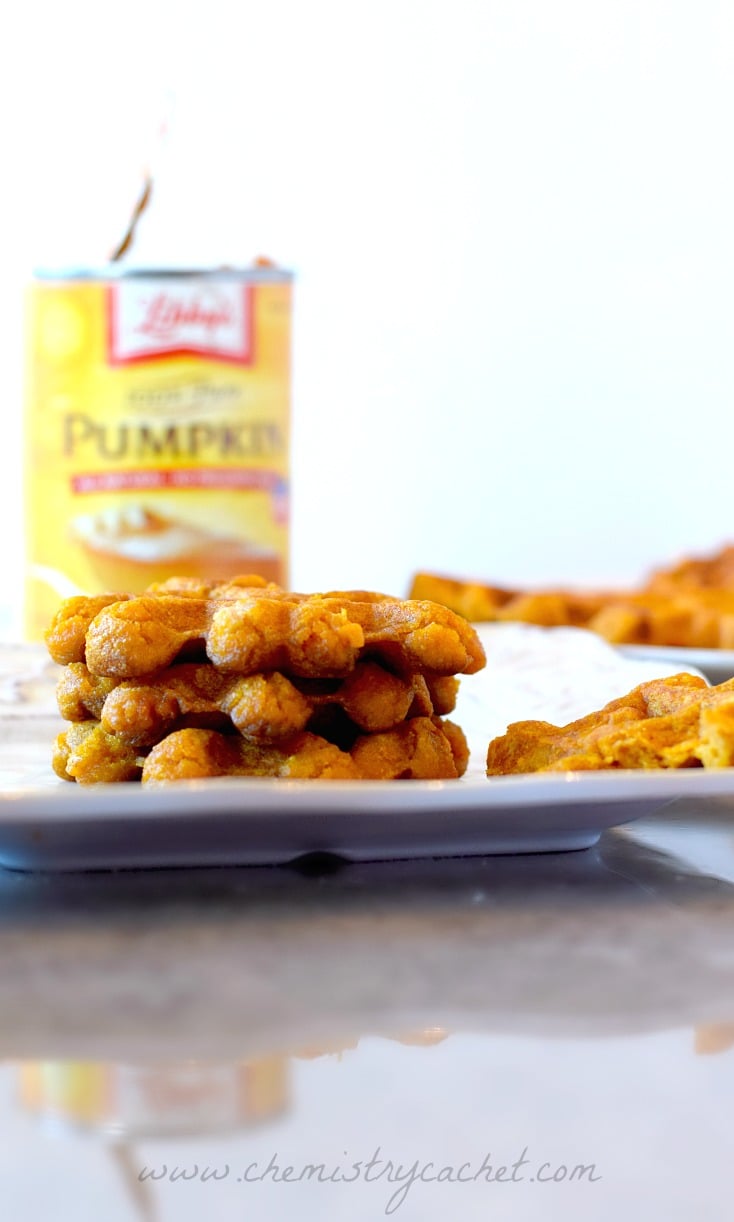 Dairy-free pumpkin waffles plus gluten-free options too. These are the BEST dairy-free pumpkin waffles and so easy too! on chemistrycachet.com