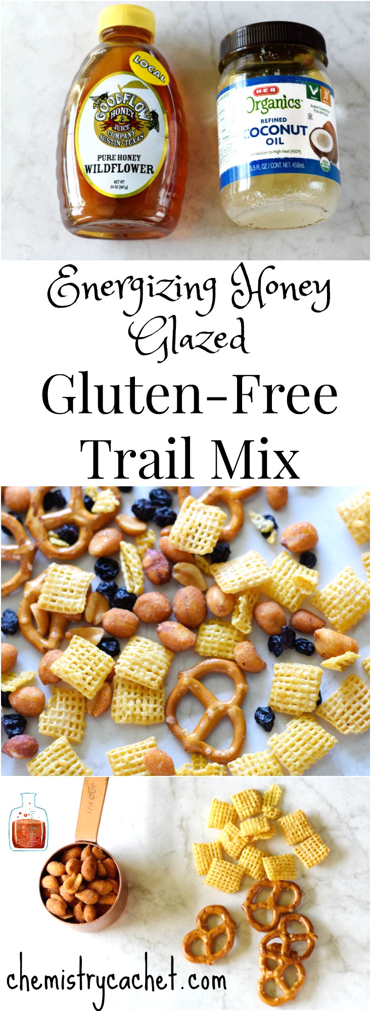 The Best Energizing Honey Glazed Gluten-Free Trail Mix. This gluten-free trail mix is so healthy and easy to make! on chemistrycachet.com