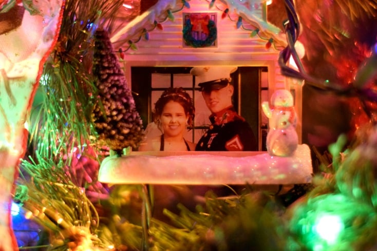 Christmas tree decorating! Use random ribbons to add texture and glam to a smaller tree on chemistrycachet.com