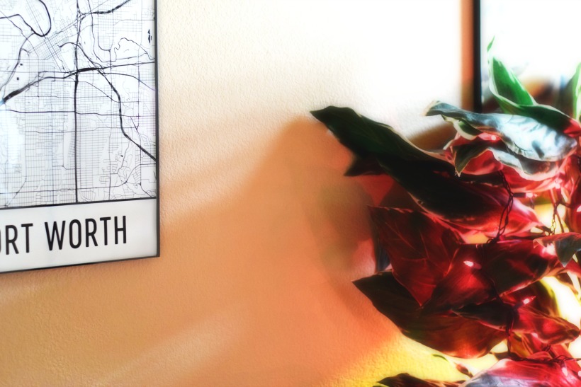 black and white map in office