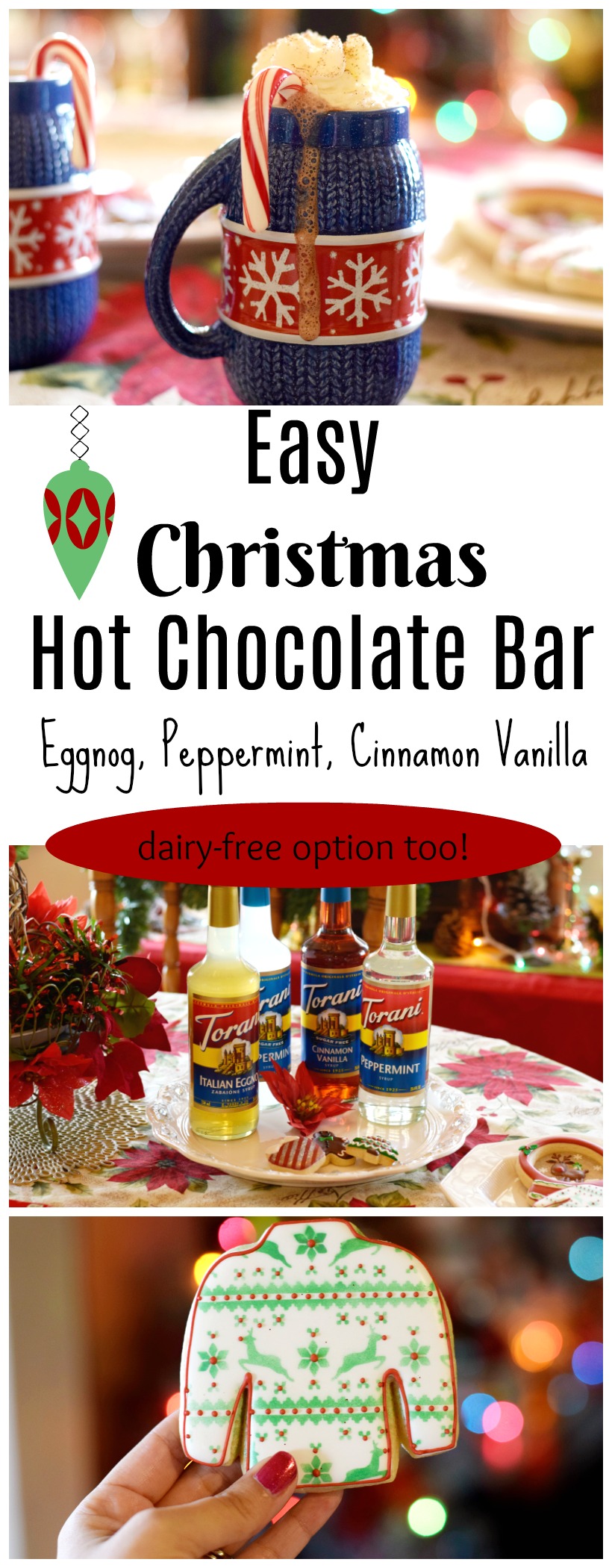 easy Christmas Hot Chocolate Bar with different flavor options! Plus dairy-free option too on chemistrycachet.com