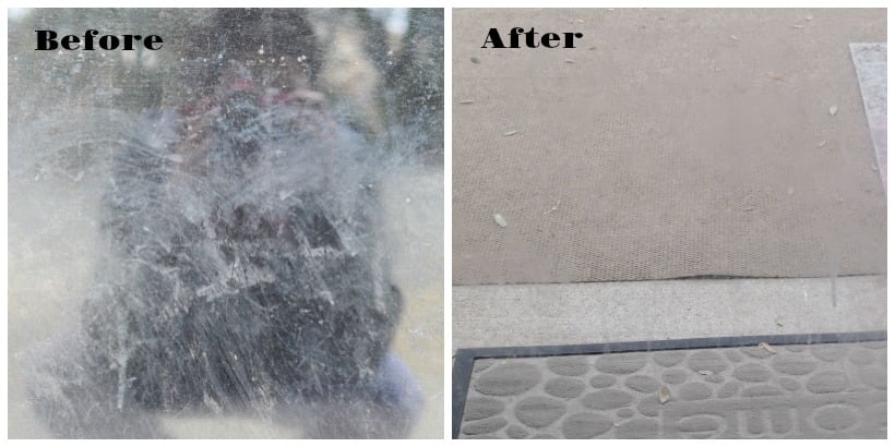 Homemade window cleaner from tea bags before and after on chemistrycachet.com