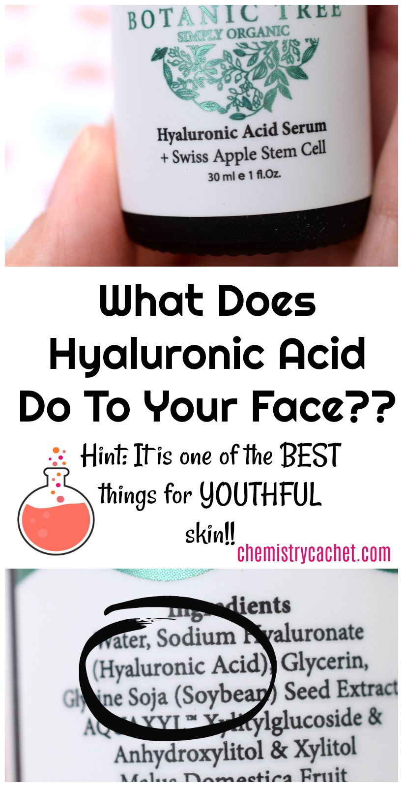 What Does Hyaluronic Acid Do To Your Face The secret to youthful skin is hyaluronic acid. Find out these hyaluronic acid benefits on Chemistry Cachet