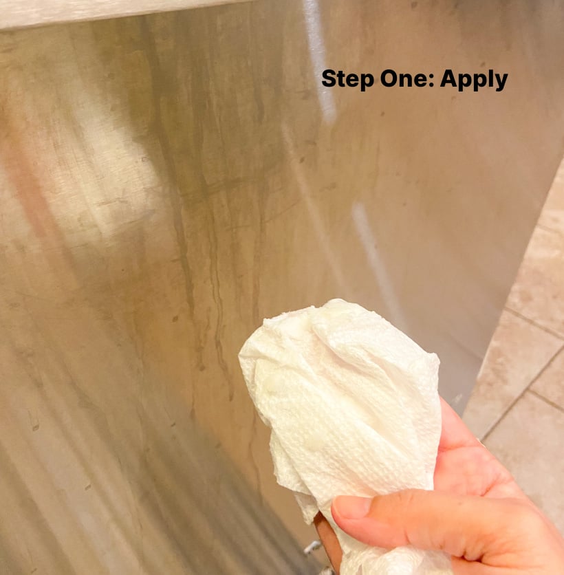 applying homemade stainless steel polish