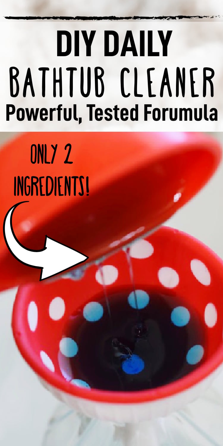pouring the mixture for DIY quick daily bathtub cleaner