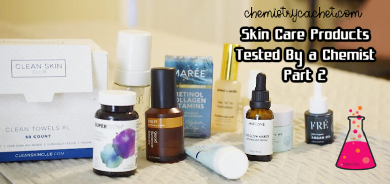 various skin care products tested by a chemist that are completely finished