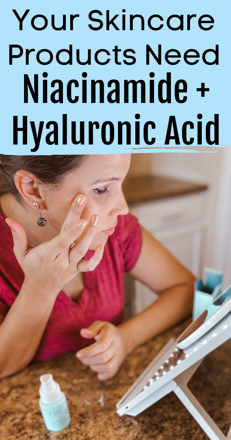 Using skincare products with niacinamide and hyaluronic acid on your skin