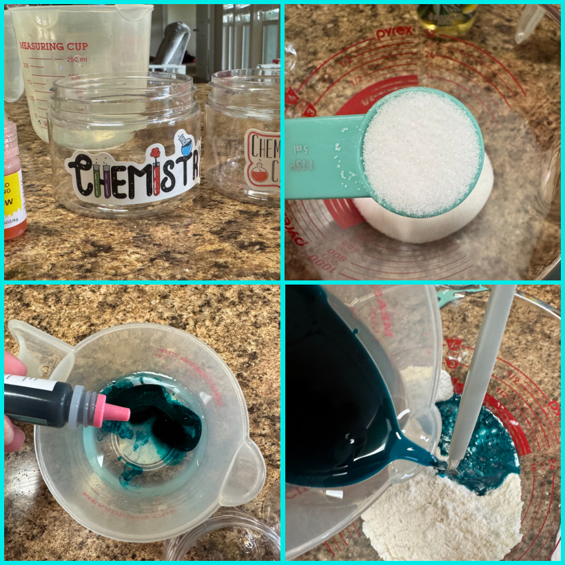 mixing up homemade play dough no cook recipe