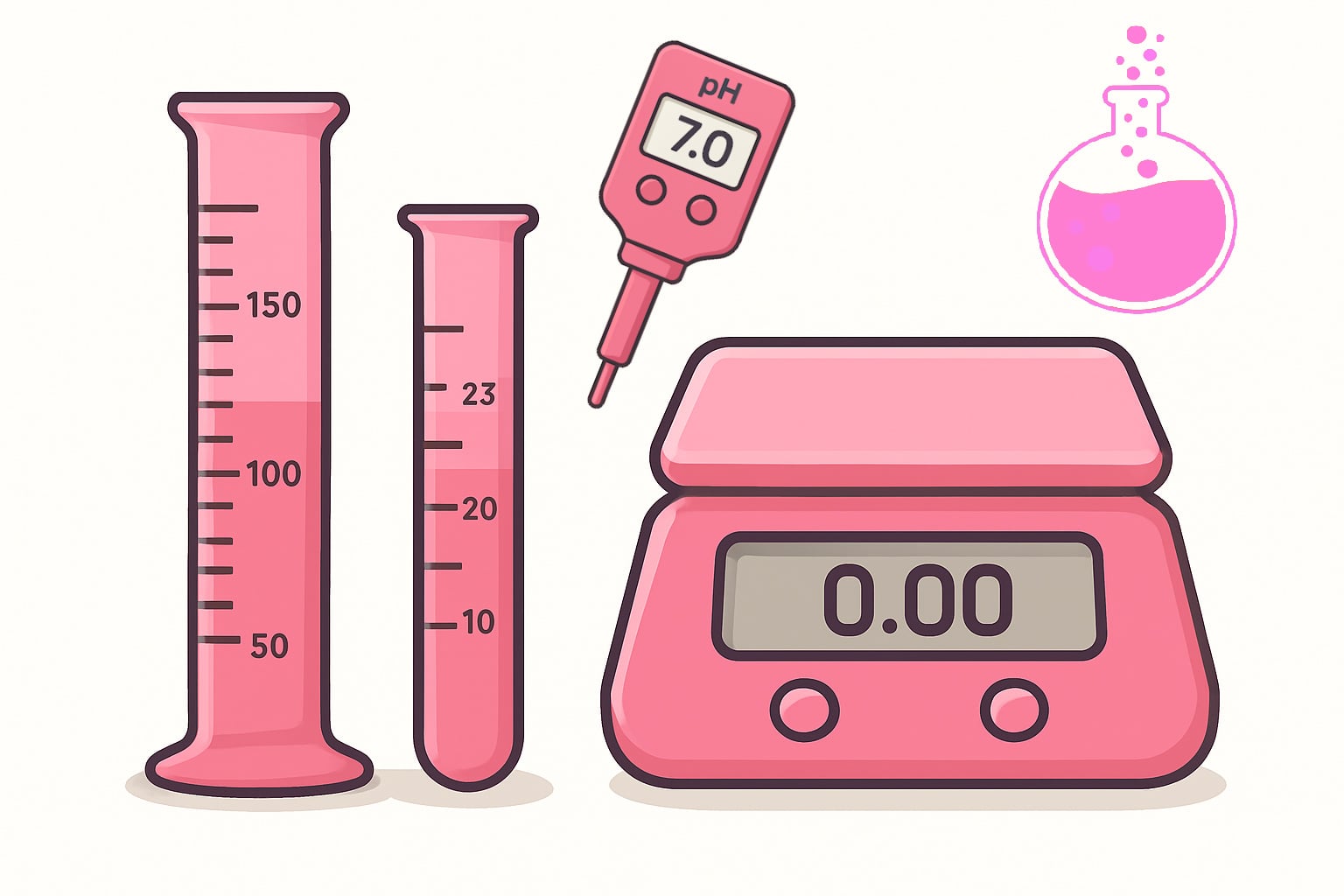 graduated cylinders, pH meter, digital scale