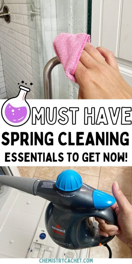 a chemist cleaning with a microfiber cloth and steam cleaner for spring