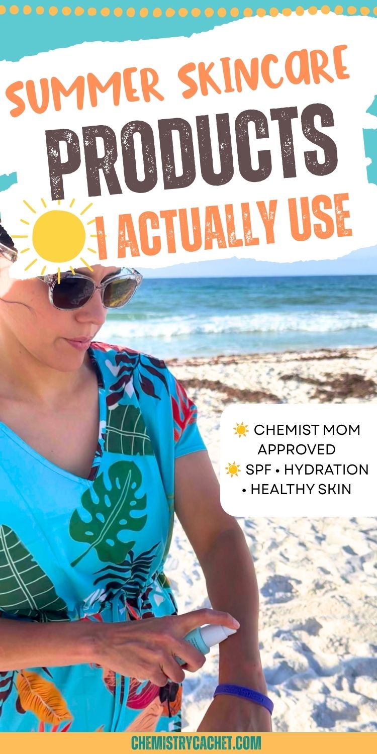a chemist using sunscreen and anti-aging products in the sun