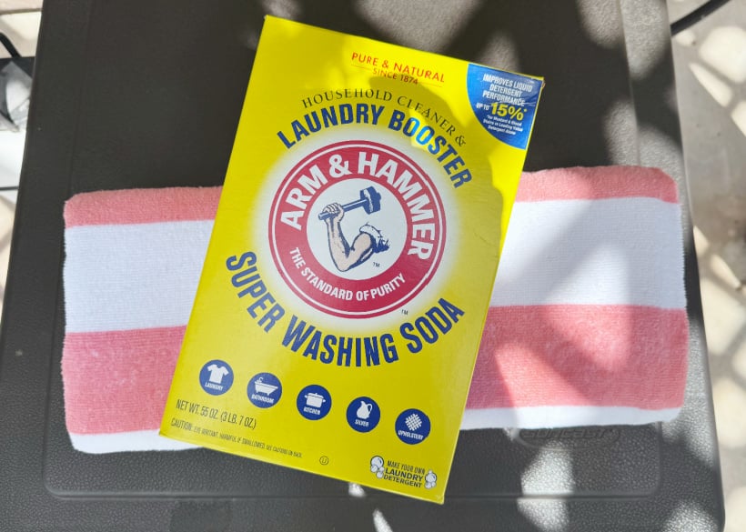 diy washing soda soak for beach towels
