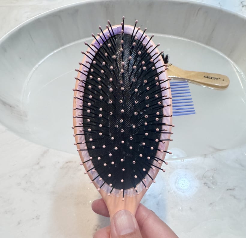 After soaking hairbrush